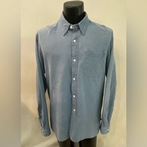 Ralph Lauren RRL Double RL Shirt Men’s XL Blue Stripe Long Sleeve Cotton Shirt